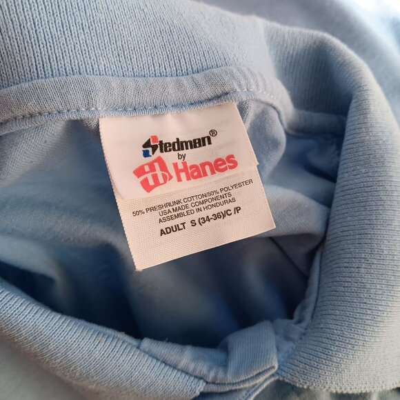 Vintage Mens Polo Shirt SMALL 90s BLUE GOLF GRAPHIC TENNIS KNIT COLLAR STEDMAN - Picture 6 of 6